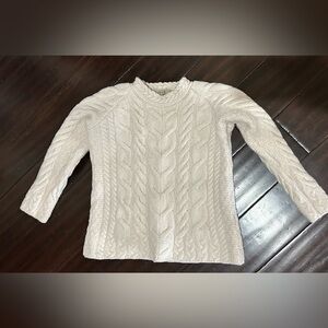 Aran Sweater Market Women's 100% Merino Wool Cable Knit Sweater - Cream S -notes